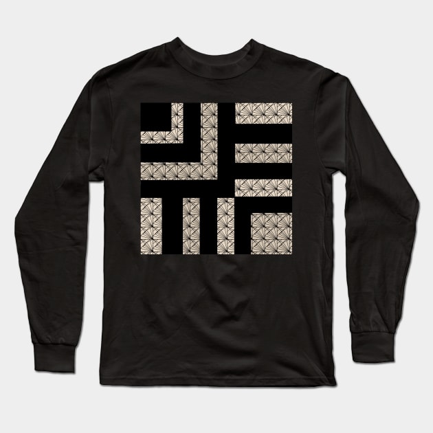 Black and Tan Art Deco Long Sleeve T-Shirt by aldersmith